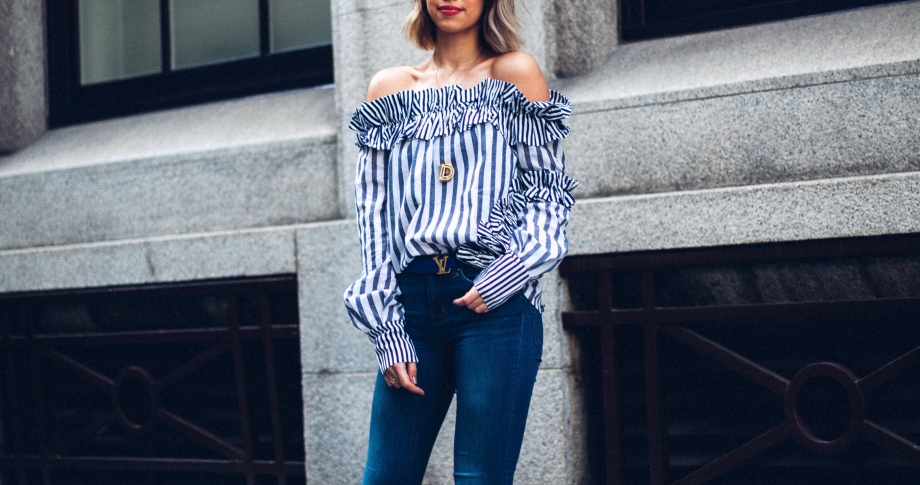 STRIPED OFF-THE-SHOULDER TOP | SPRING FASHION WITH SEINSIDE