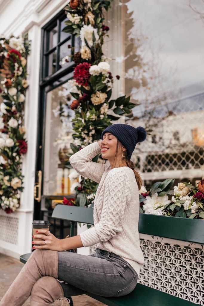 gap uk sweater and grey jeans