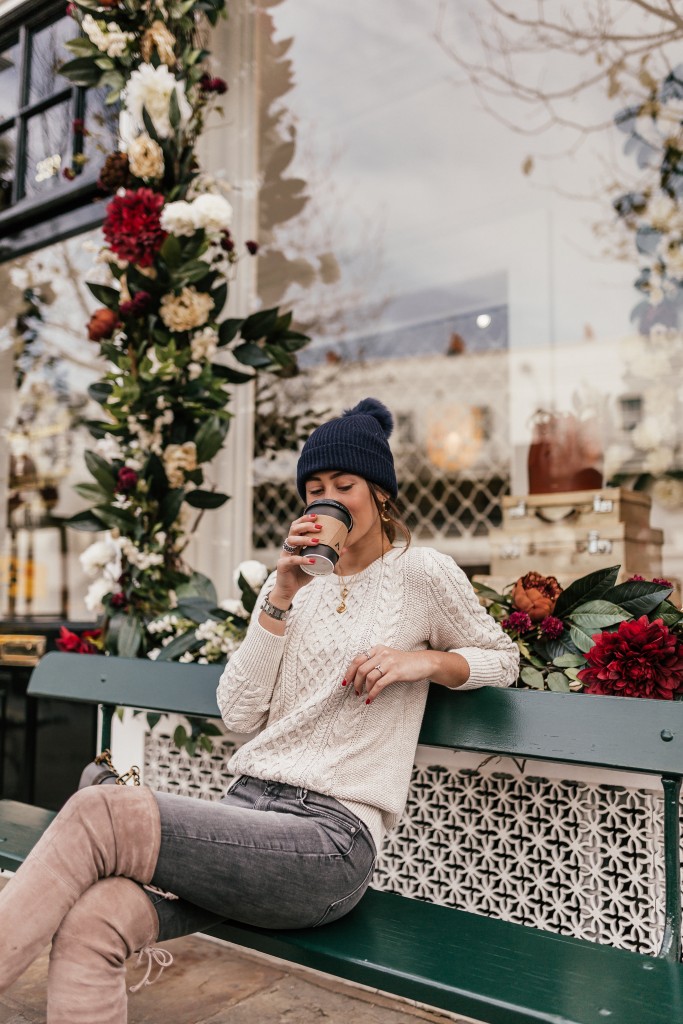 gap uk sweater and grey jeans